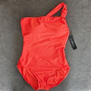 Carmen Marc Valvo Women's Papaya Red One-Shoulder One Piece Swimsuit Size 14